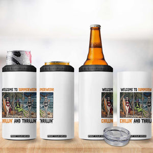 Welcome To Summerween Chillin And Thrillin 4 in 1 Can Cooler Tumbler Funny Summer Halloween TS12 Print Your Wear