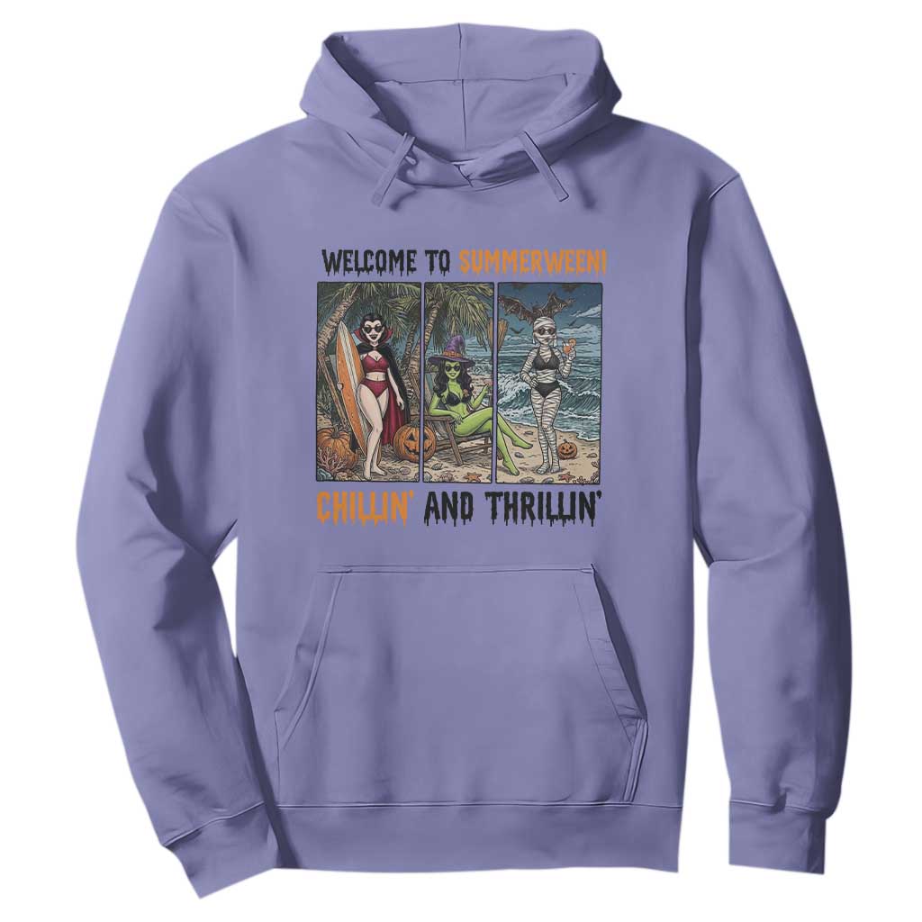 Welcome To Summerween Chillin And Thrillin Hoodie Funny Summer Halloween TS12 Violet Print Your Wear