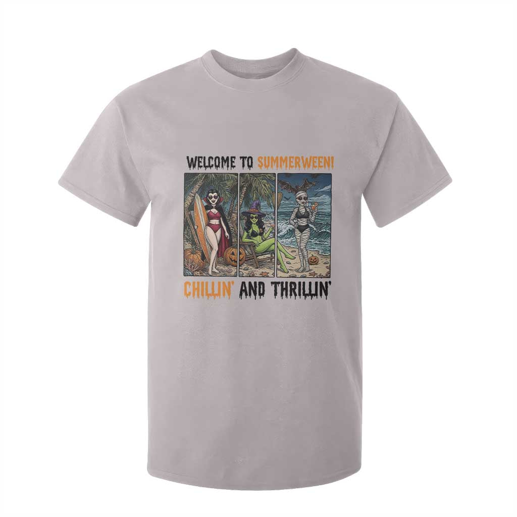 Welcome To Summerween Chillin And Thrillin T Shirt For Kid Funny Summer Halloween TS12 Ice Gray Print Your Wear