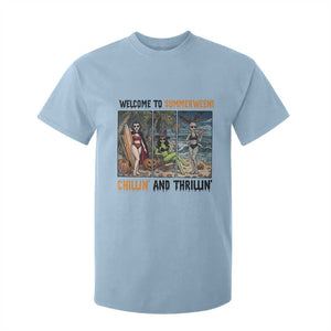 Welcome To Summerween Chillin And Thrillin T Shirt For Kid Funny Summer Halloween TS12 Light Blue Print Your Wear