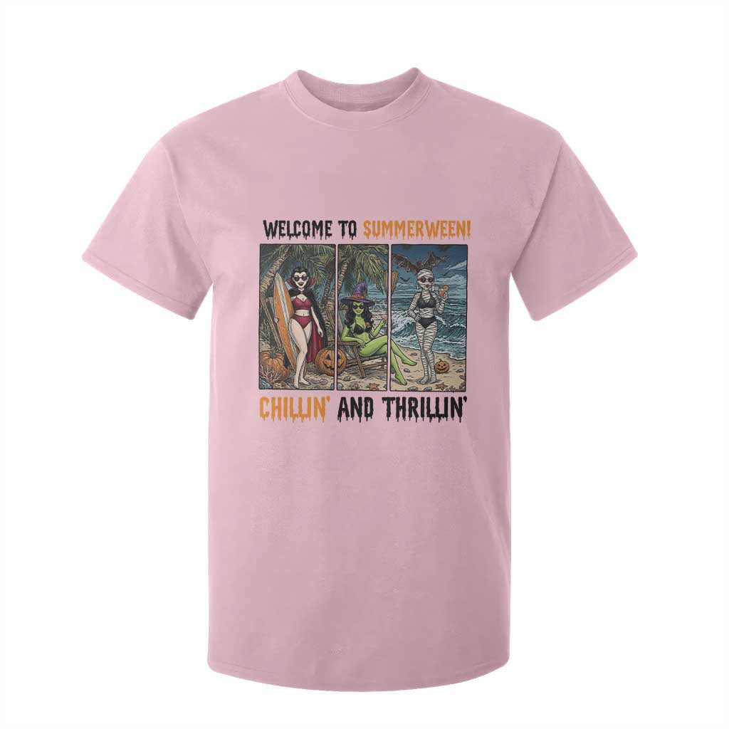 Welcome To Summerween Chillin And Thrillin T Shirt For Kid Funny Summer Halloween TS12 Light Pink Print Your Wear