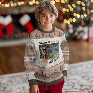 Welcome To Summerween Chillin And Thrillin Ugly Christmas Sweater Funny Summer Halloween TS12 Mocha Mousse Print Your Wear