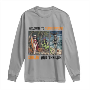 Welcome To Summerween Chillin And Thrillin Long Sleeve Shirt Funny Summer Halloween TS12 Sport Gray Print Your Wear