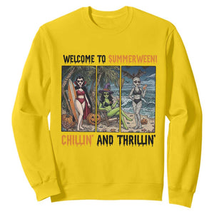 Welcome To Summerween Chillin And Thrillin Sweatshirt Funny Summer Halloween TS12 Daisy Print Your Wear