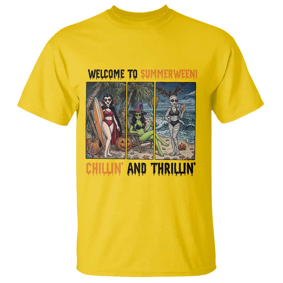 Welcome To Summerween Chillin And Thrillin T Shirt Funny Summer Halloween TS12 Daisy Print Your Wear