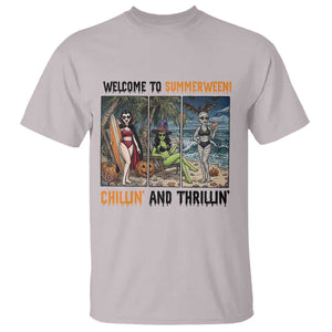 Welcome To Summerween Chillin And Thrillin T Shirt Funny Summer Halloween TS12 Ice Gray Print Your Wear
