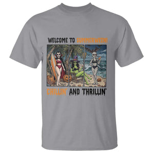 Welcome To Summerween Chillin And Thrillin T Shirt Funny Summer Halloween TS12 Sport Gray Print Your Wear