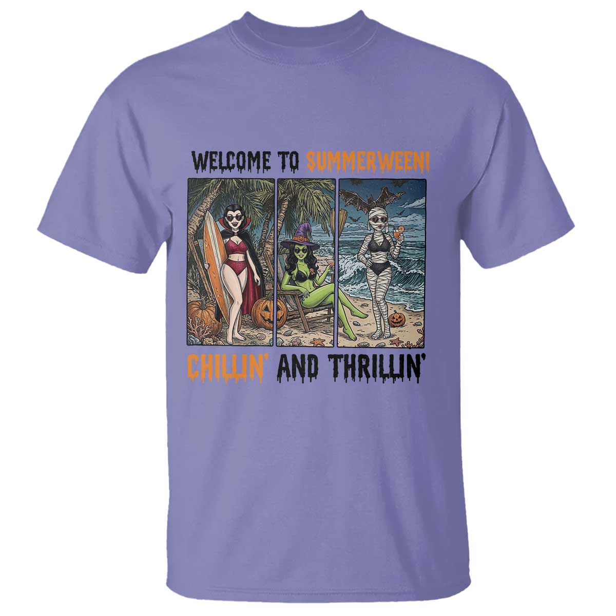 Welcome To Summerween Chillin And Thrillin T Shirt Funny Summer Halloween TS12 Violet Print Your Wear