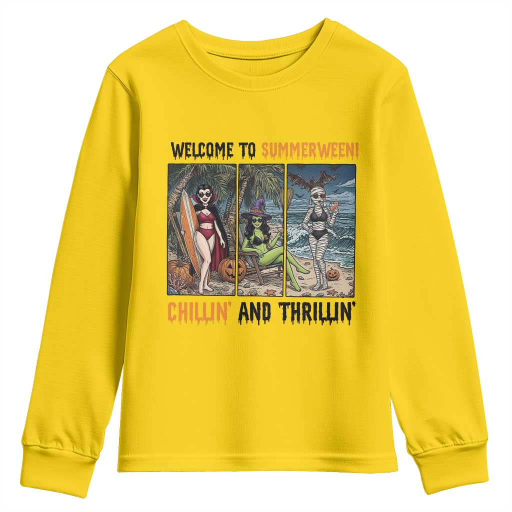 Welcome To Summerween Chillin And Thrillin Youth Sweatshirt Funny Summer Halloween TS12 Daisy Print Your Wear