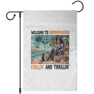 Welcome To Summerween Chillin And Thrillin Garden Flag Spooky Beach Party Gift TS12 White Print Your Wear