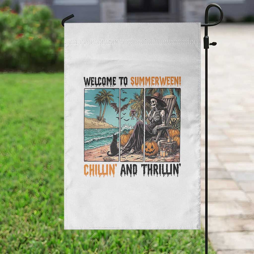 Welcome To Summerween Chillin And Thrillin Garden Flag Spooky Beach Party Gift TS12 Print Your Wear