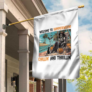 Welcome To Summerween Chillin And Thrillin Garden Flag Spooky Beach Party Gift TS12 Print Your Wear
