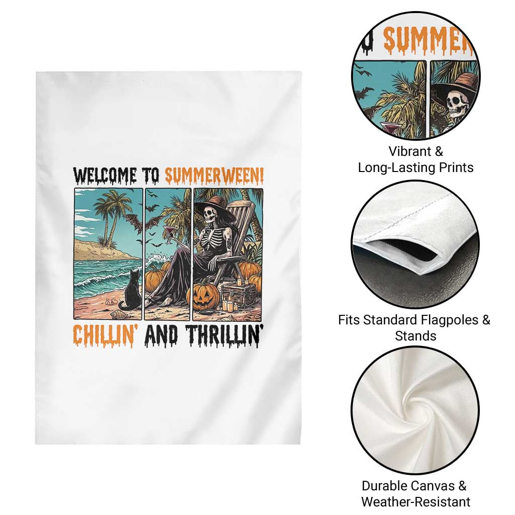 Welcome To Summerween Chillin And Thrillin Garden Flag Spooky Beach Party Gift TS12 Print Your Wear