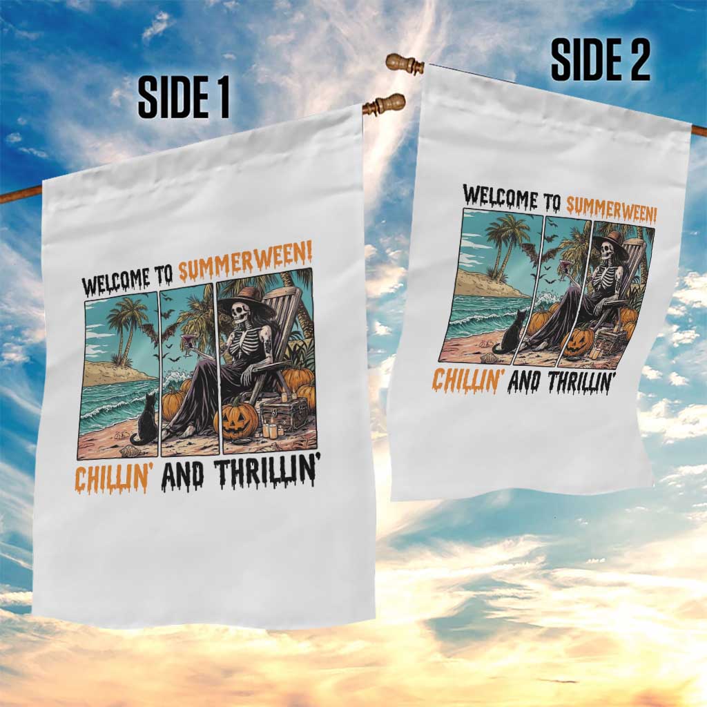 Welcome To Summerween Chillin And Thrillin Garden Flag Spooky Beach Party Gift TS12 Print Your Wear