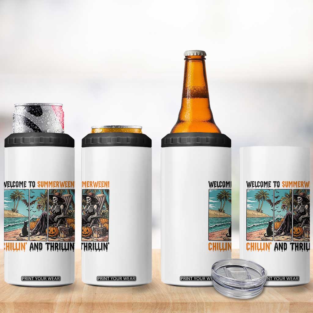 Welcome To Summerween Chillin And Thrillin 4 in 1 Can Cooler Tumbler Spooky Beach Party Gift TS12 Print Your Wear