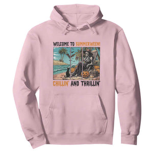 Welcome To Summerween Chillin And Thrillin Hoodie Spooky Beach Party Gift TS12 Light Pink Print Your Wear