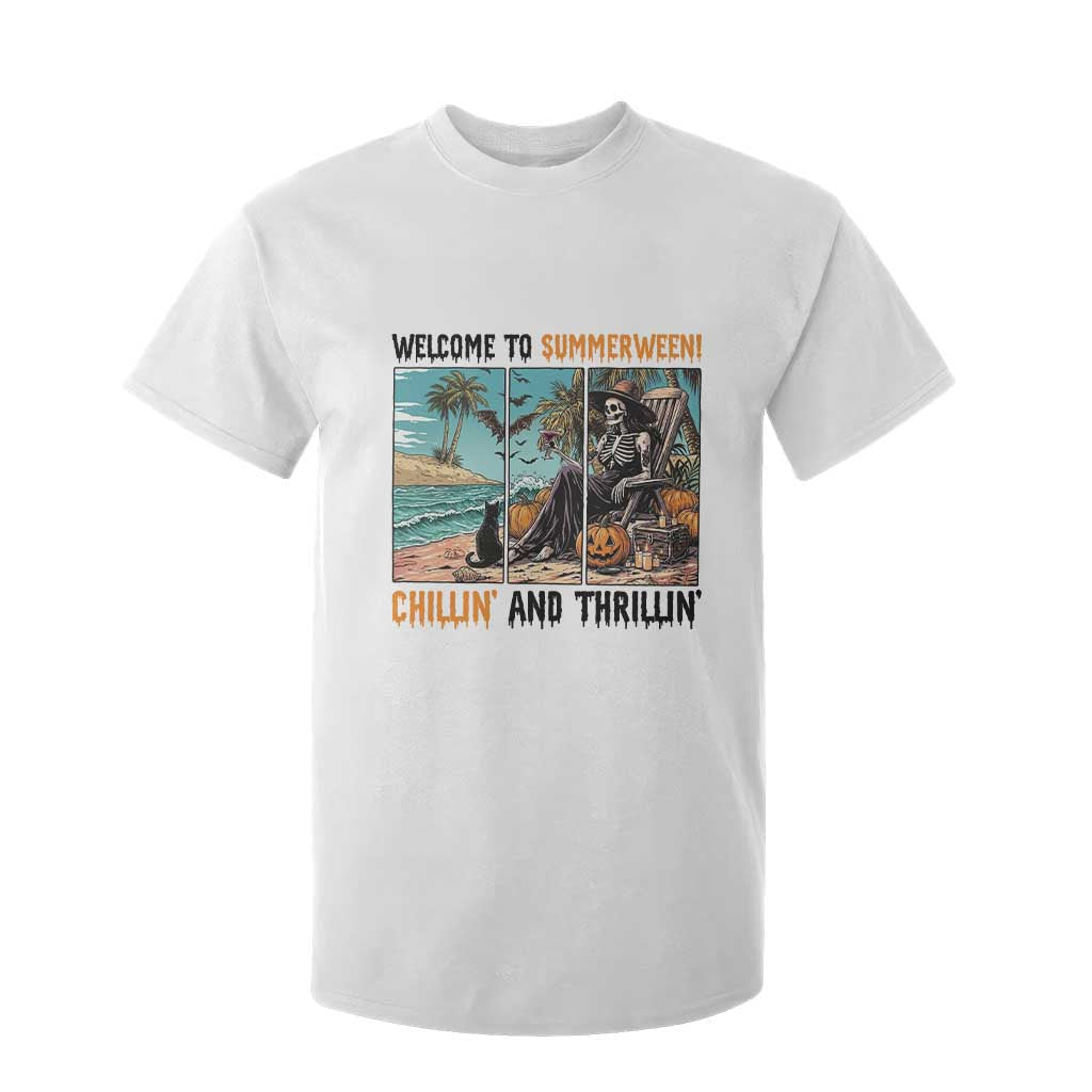 Welcome To Summerween Chillin And Thrillin T Shirt For Kid Spooky Beach Party Gift TS12 White Print Your Wear