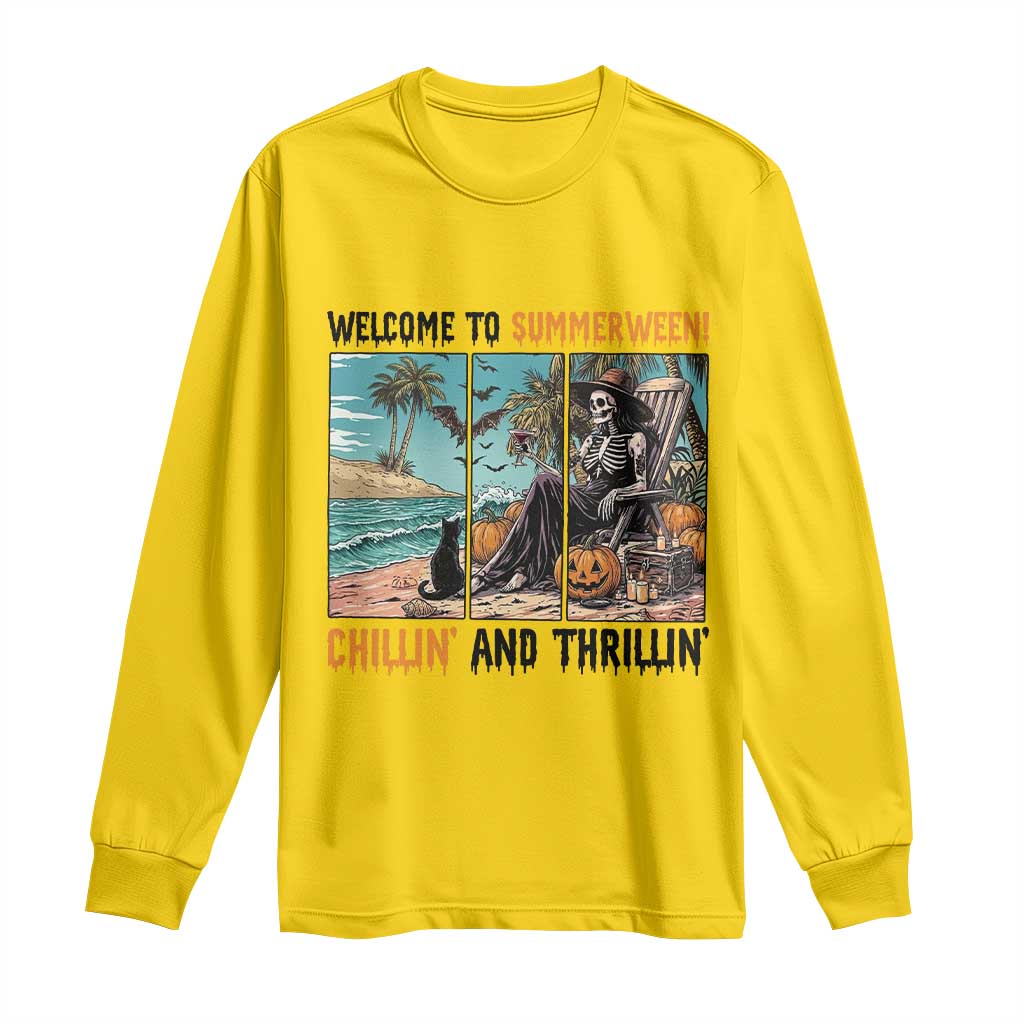Welcome To Summerween Chillin And Thrillin Long Sleeve Shirt Spooky Beach Party Gift TS12 Daisy Print Your Wear