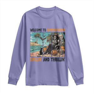 Welcome To Summerween Chillin And Thrillin Long Sleeve Shirt Spooky Beach Party Gift TS12 Violet Print Your Wear