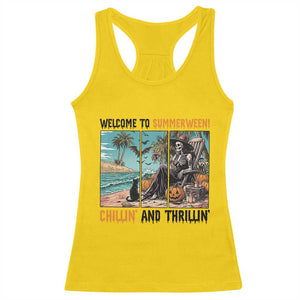 Welcome To Summerween Chillin And Thrillin Racerback Tank Top Spooky Beach Party Gift TS12 Daisy Print Your Wear