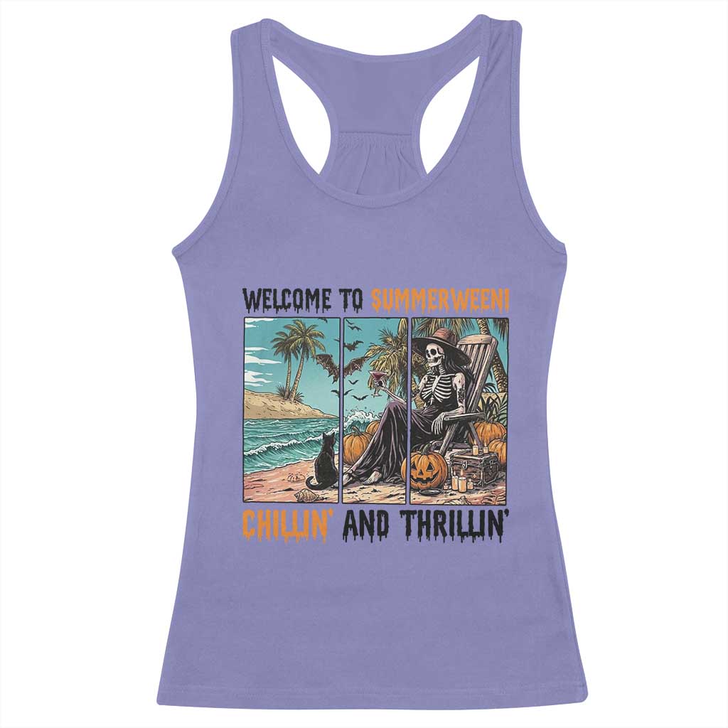 Welcome To Summerween Chillin And Thrillin Racerback Tank Top Spooky Beach Party Gift TS12 Violet Print Your Wear