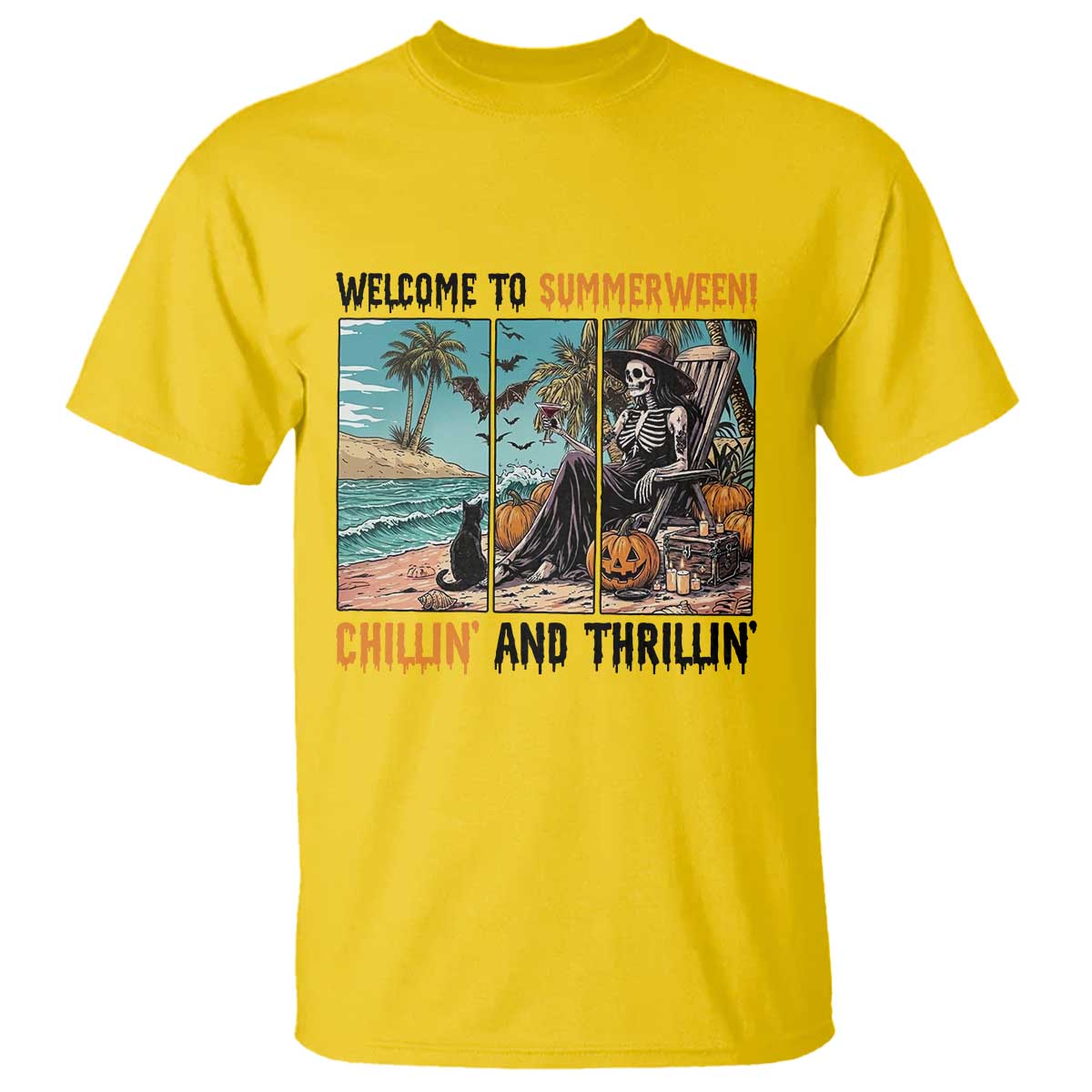 Welcome To Summerween Chillin And Thrillin T Shirt Spooky Beach Party Gift TS12 Daisy Print Your Wear