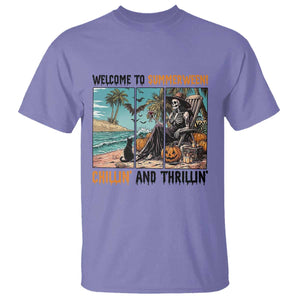Welcome To Summerween Chillin And Thrillin T Shirt Spooky Beach Party Gift TS12 Violet Print Your Wear