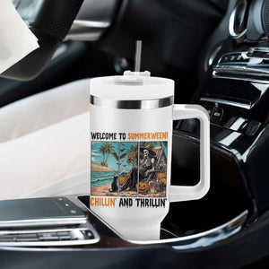 Welcome To Summerween Chillin And Thrillin Tumbler With Handle Spooky Beach Party Gift TS12 Print Your Wear
