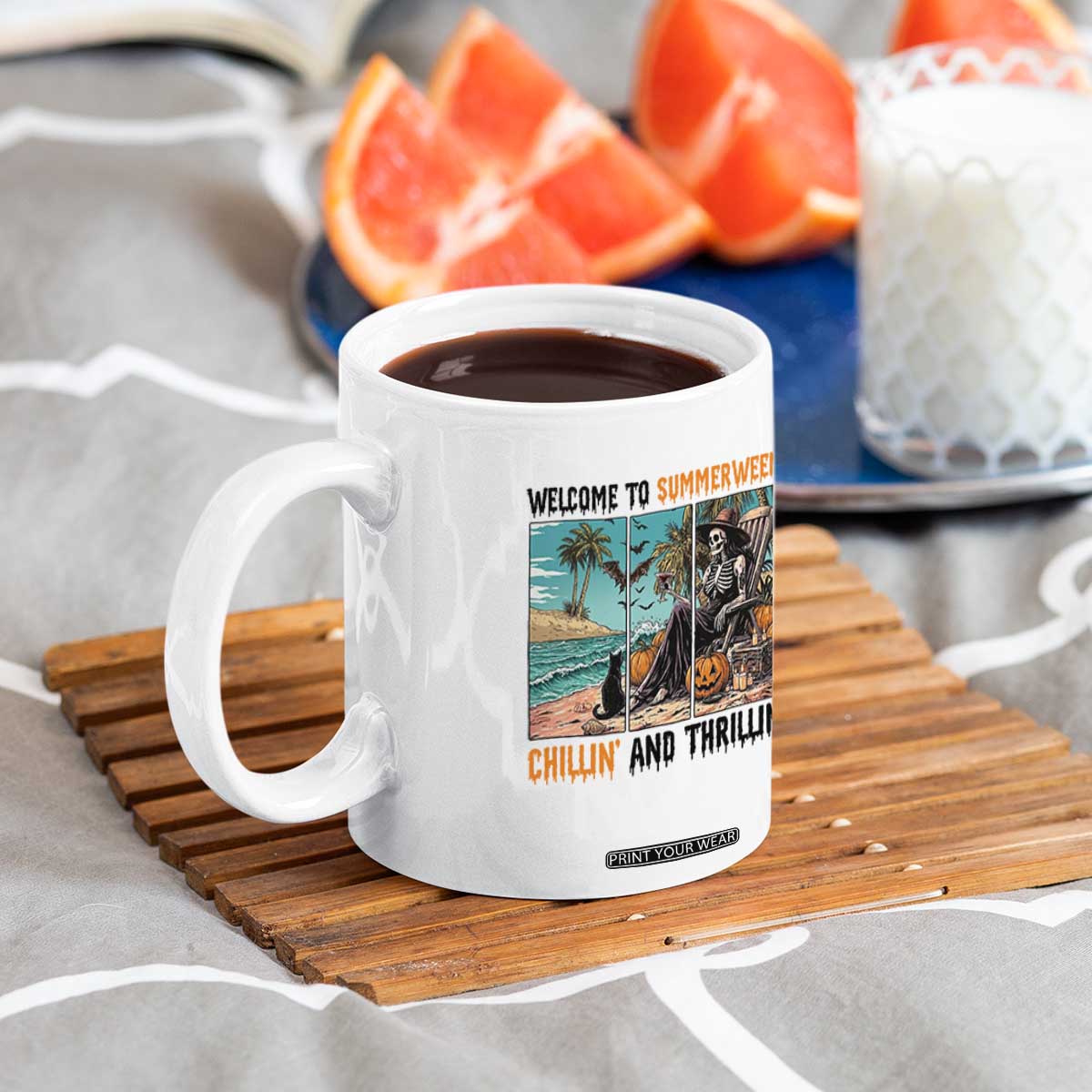 Welcome To Summerween Chillin And Thrillin Coffee Mug Spooky Beach Party Gift TS12 Print Your Wear