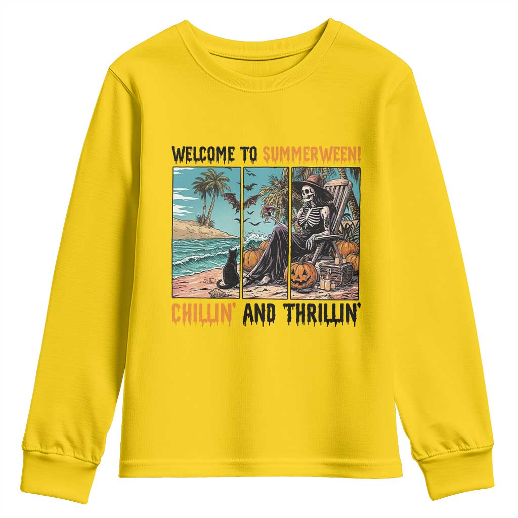 Welcome To Summerween Chillin And Thrillin Youth Sweatshirt Spooky Beach Party Gift TS12 Daisy Print Your Wear
