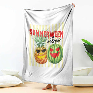 Funny Summerween Fruit Throw Blanket Spooky Pineapple Watermelon Graphic TS12 Print Your Wear