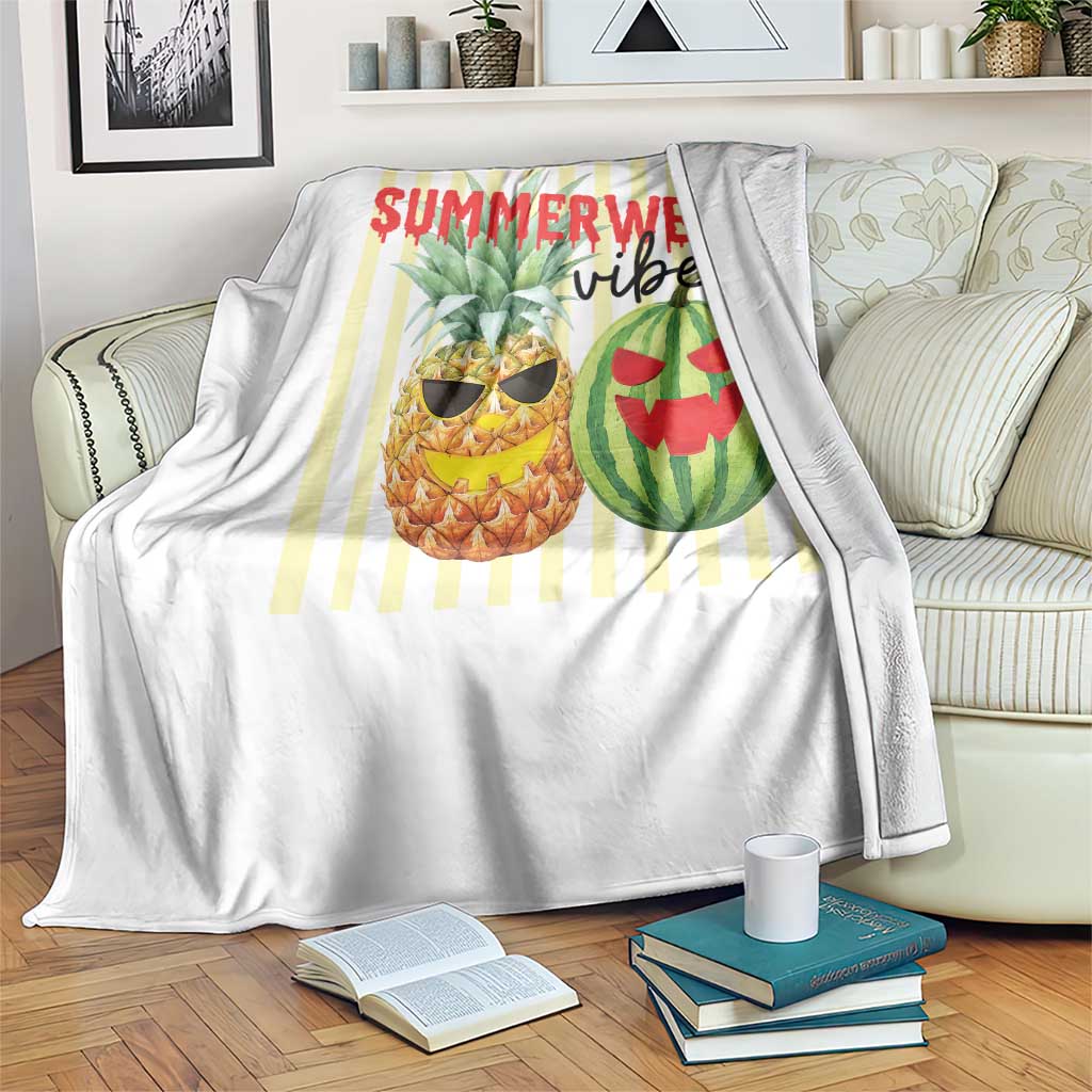 Funny Summerween Fruit Throw Blanket Spooky Pineapple Watermelon Graphic TS12 Print Your Wear