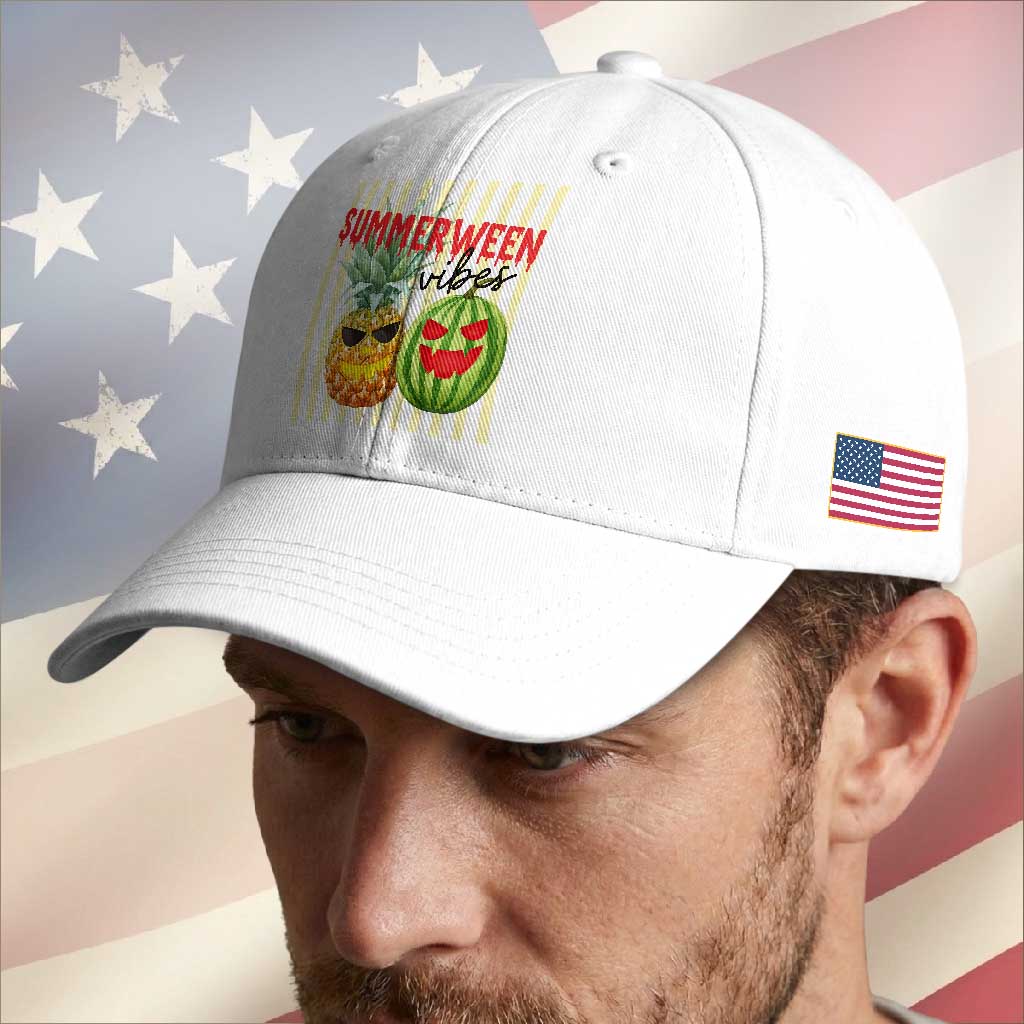 Funny Summerween Fruit Baseball Cap Spooky Pineapple Watermelon Graphic TS12 Print Your Wear