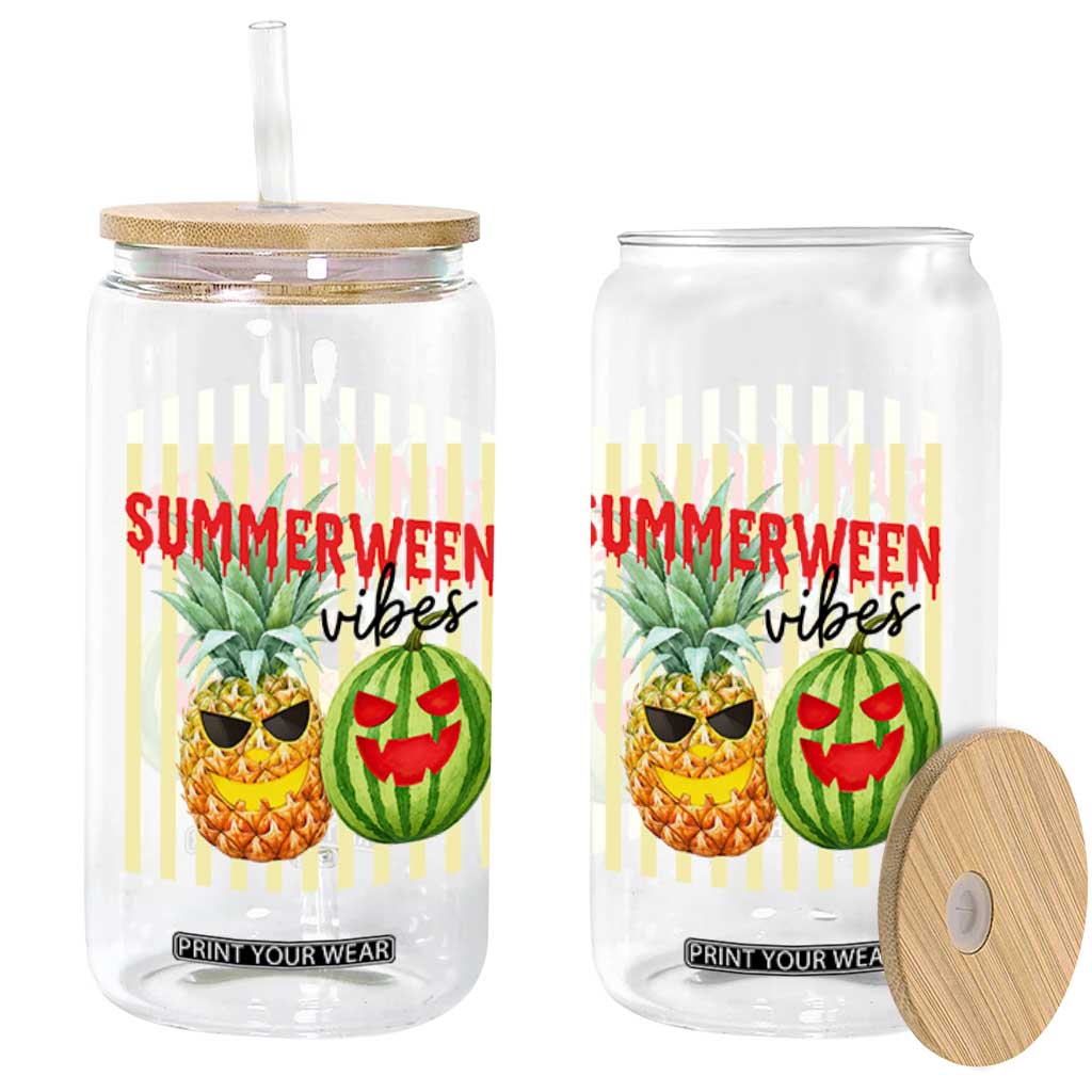 Funny Summerween Fruit Glass Can Spooky Pineapple Watermelon Graphic TS12 Print Your Wear