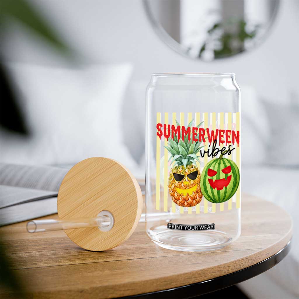 Funny Summerween Fruit Glass Can Spooky Pineapple Watermelon Graphic TS12 Print Your Wear