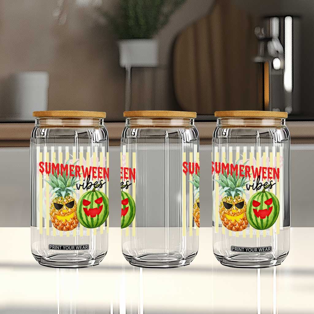 Funny Summerween Fruit Glass Can Spooky Pineapple Watermelon Graphic TS12 Print Your Wear