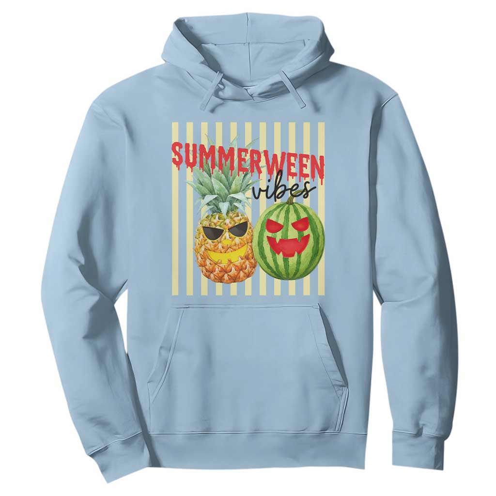 Funny Summerween Fruit Hoodie Spooky Pineapple Watermelon Graphic TS12 Light Blue Print Your Wear