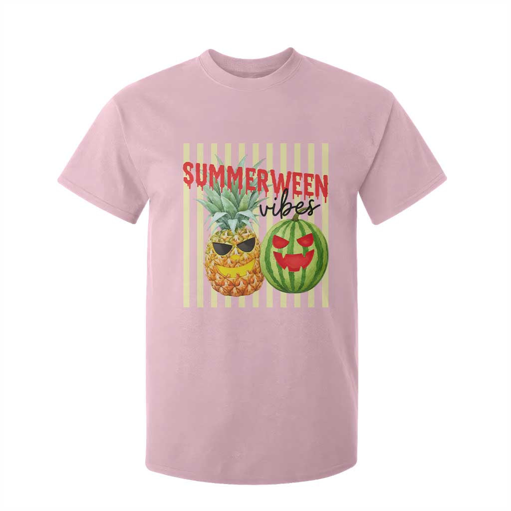 Funny Summerween Fruit T Shirt For Kid Spooky Pineapple Watermelon Graphic TS12 Light Pink Print Your Wear
