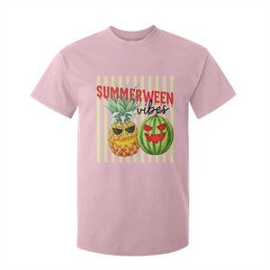 Funny Summerween Fruit T Shirt For Kid Spooky Pineapple Watermelon Graphic TS12 Light Pink Print Your Wear