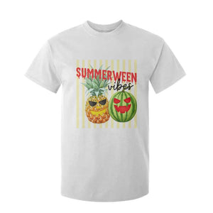 Funny Summerween Fruit T Shirt For Kid Spooky Pineapple Watermelon Graphic TS12 White Print Your Wear