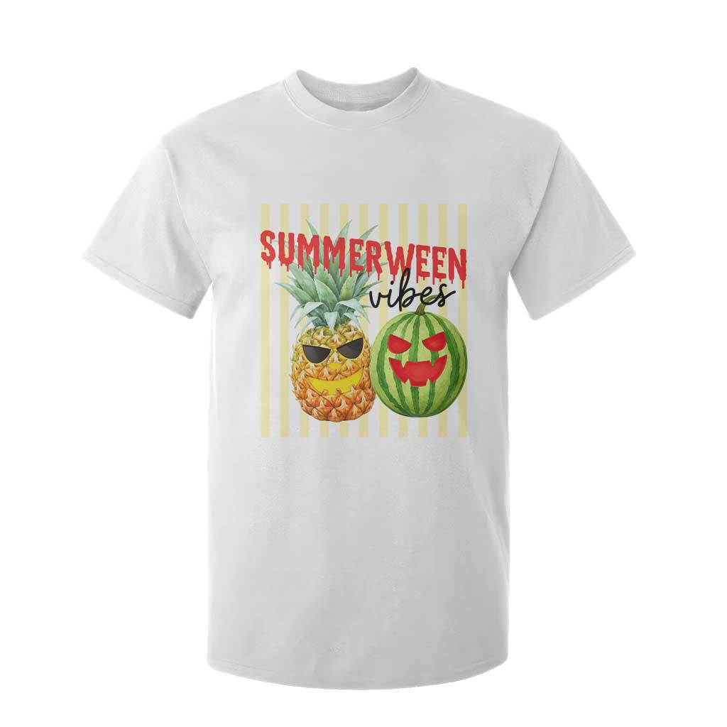 Funny Summerween Fruit T Shirt For Kid Spooky Pineapple Watermelon Graphic TS12 White Print Your Wear