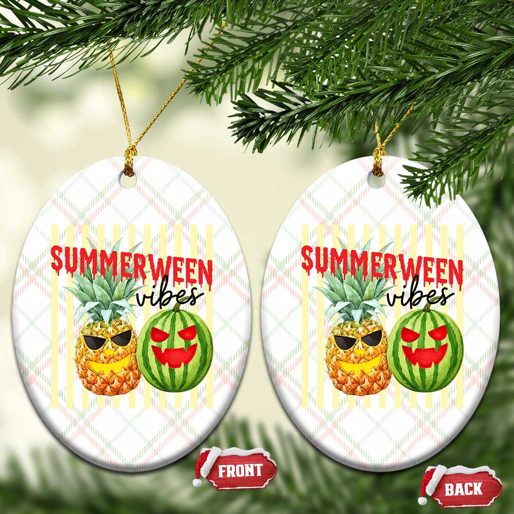 Funny Summerween Fruit Ceramic Ornament Spooky Pineapple Watermelon Graphic TS12 Print Your Wear