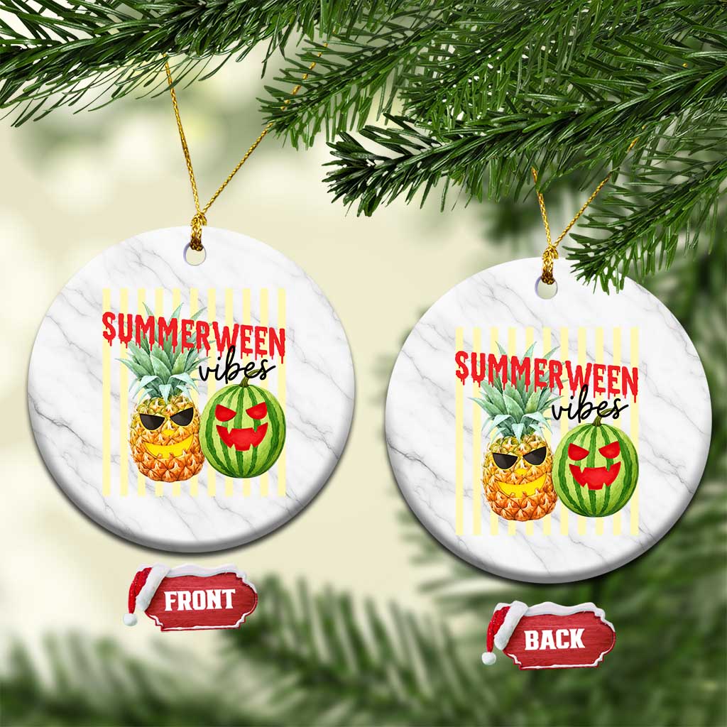 Funny Summerween Fruit Ceramic Ornament Spooky Pineapple Watermelon Graphic TS12 1pc White Marble Print Your Wear