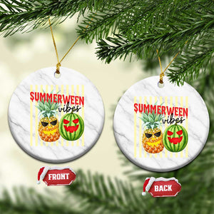 Funny Summerween Fruit Ceramic Ornament Spooky Pineapple Watermelon Graphic TS12 1pc White Marble Print Your Wear