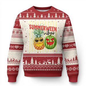 Funny Summerween Fruit Ugly Christmas Sweater Spooky Pineapple Watermelon Graphic TS12 Beige Red Print Your Wear