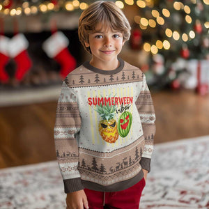 Funny Summerween Fruit Ugly Christmas Sweater Spooky Pineapple Watermelon Graphic TS12 Mocha Mousse Print Your Wear