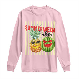 Funny Summerween Fruit Long Sleeve Shirt Spooky Pineapple Watermelon Graphic TS12 Light Pink Print Your Wear