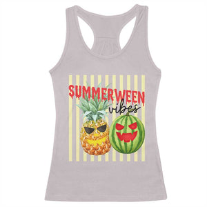 Funny Summerween Fruit Racerback Tank Top Spooky Pineapple Watermelon Graphic TS12 Ice Gray Print Your Wear