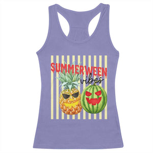 Funny Summerween Fruit Racerback Tank Top Spooky Pineapple Watermelon Graphic TS12 Violet Print Your Wear