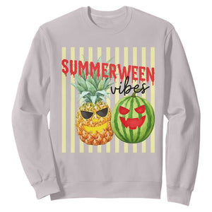 Funny Summerween Fruit Sweatshirt Spooky Pineapple Watermelon Graphic TS12 Ice Gray Print Your Wear